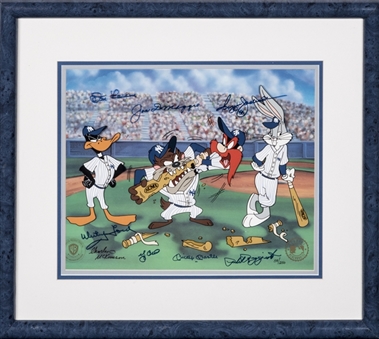 Warner Brothers New York Yankees Multi-Signed CEL with 7 Signatures including Mantle, DiMaggio, Jackson and artist Mckinson(PSA/DNA)